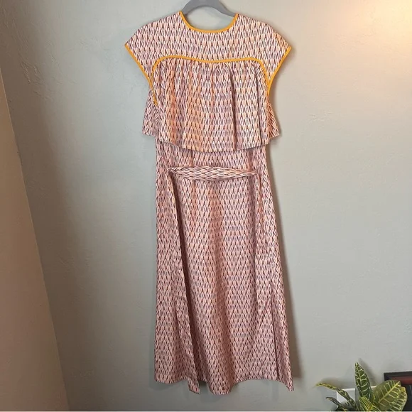 AKNVAS 100% Silk Logo Prairie Midi Dress Prairie Peasant Luxury - Picture 6 of 13